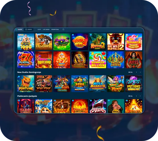 Catálogo con diversos juegos de azar.