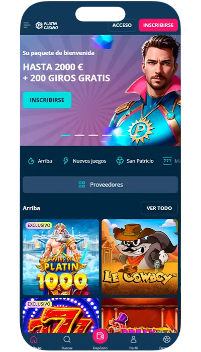 Pantalla principal del casino.